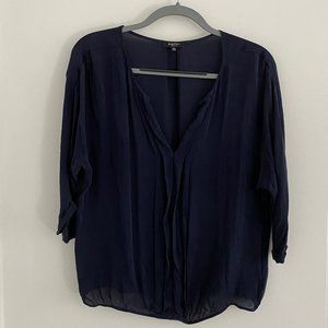 Aritzia Babton Silk Navy Blouse
